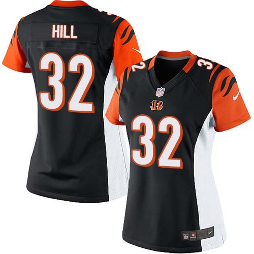 Women's Elite Jeremy Hill Nike Jersey Black Home - #32 NFL Cincinnati Bengals
